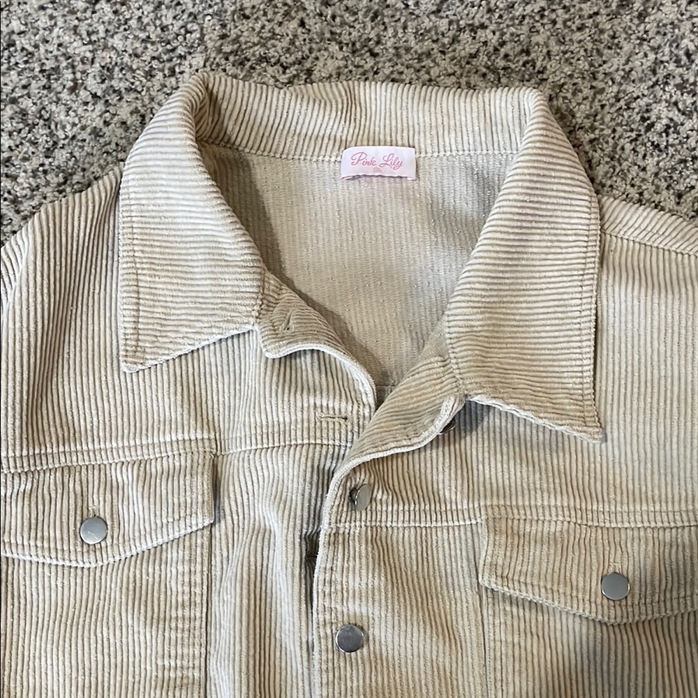 Pink Lily Corduroy Jacket cream women’s size xl - Picture 2 of 10
